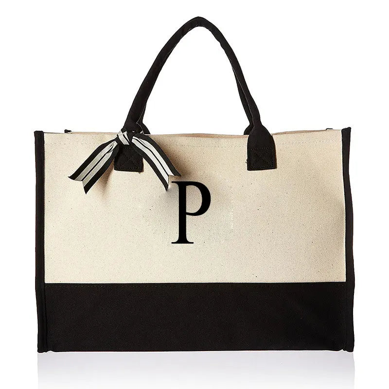Personalized Initial Canvas Bag