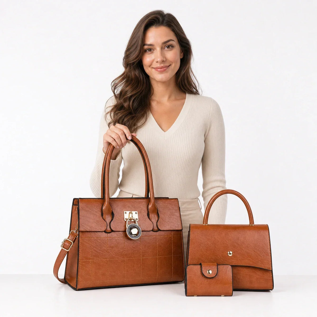 Leather Shoulder Bag Set - Niva