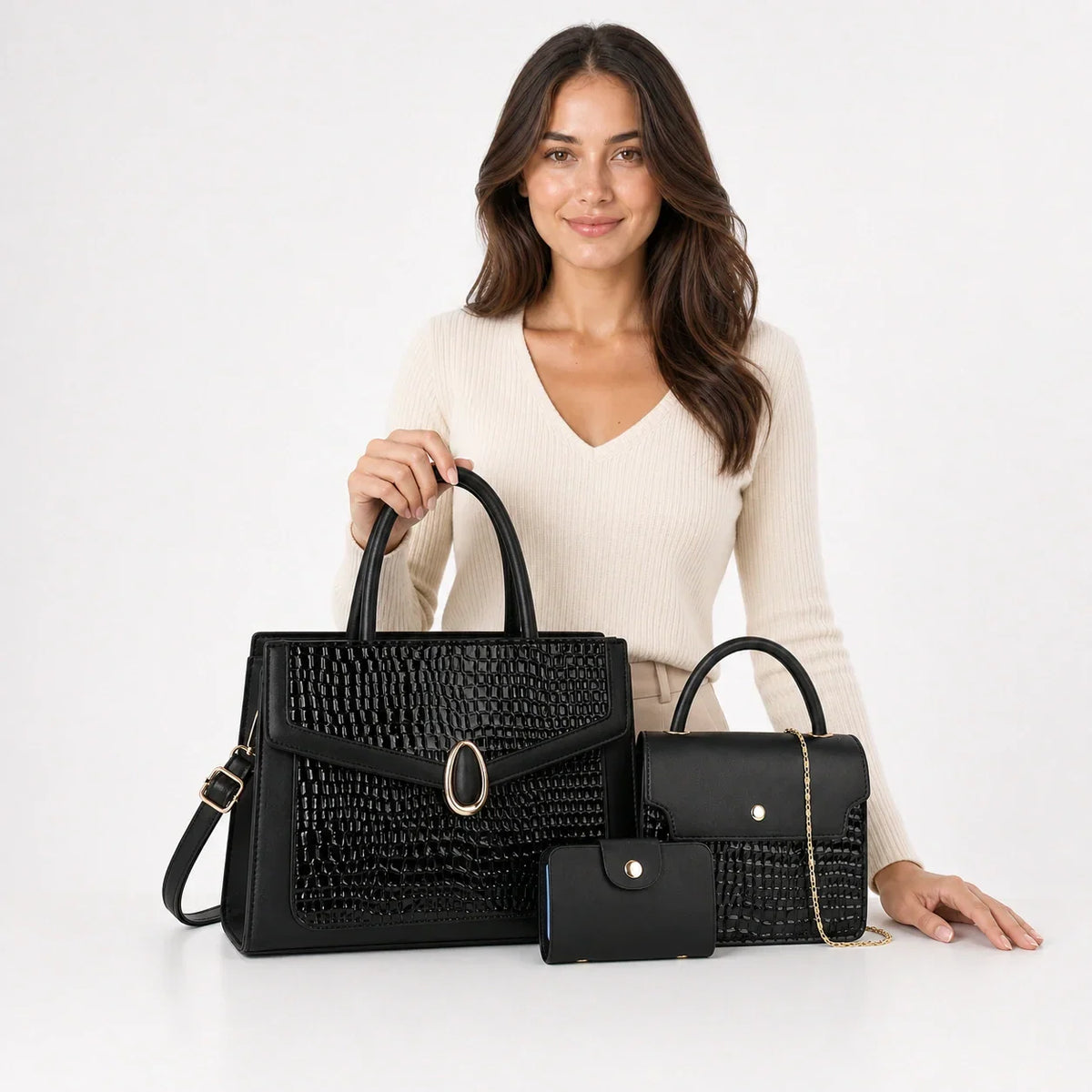 Leather Shoulder Bag Set - Vela